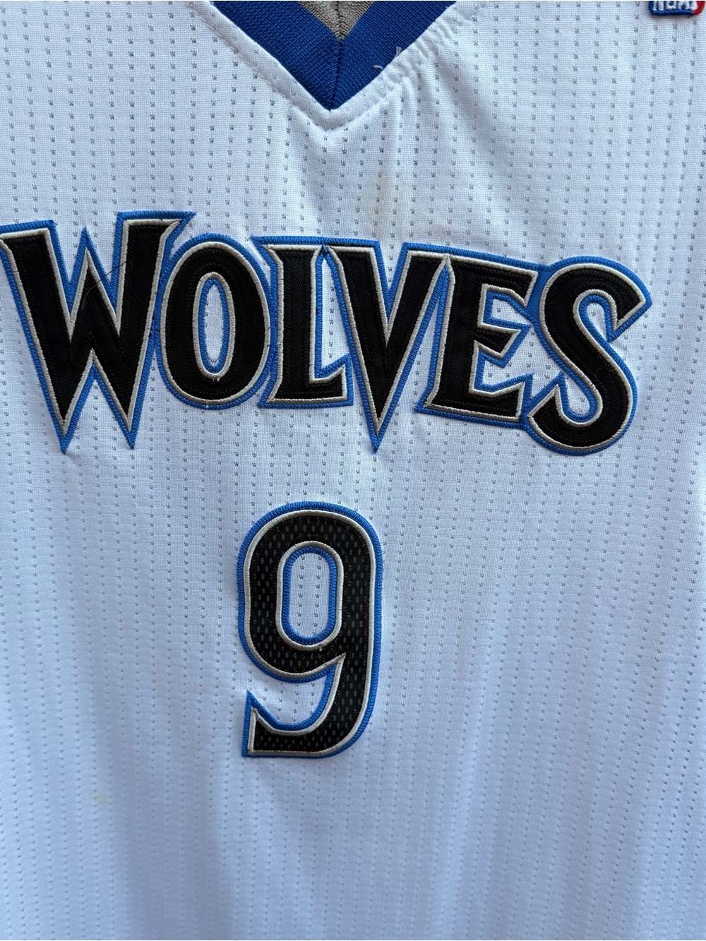 Adidas White Blue Minnesota Wolves #9 Rubio Basketball Jersey size Large - Picture 2 of 11